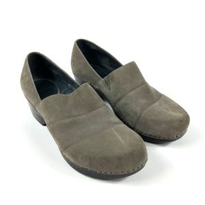 Dansko Tenley Grey Leather Slip On Clog